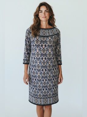 MAX STUDIO ladies, large crewneck three-quarter sleeved dress large